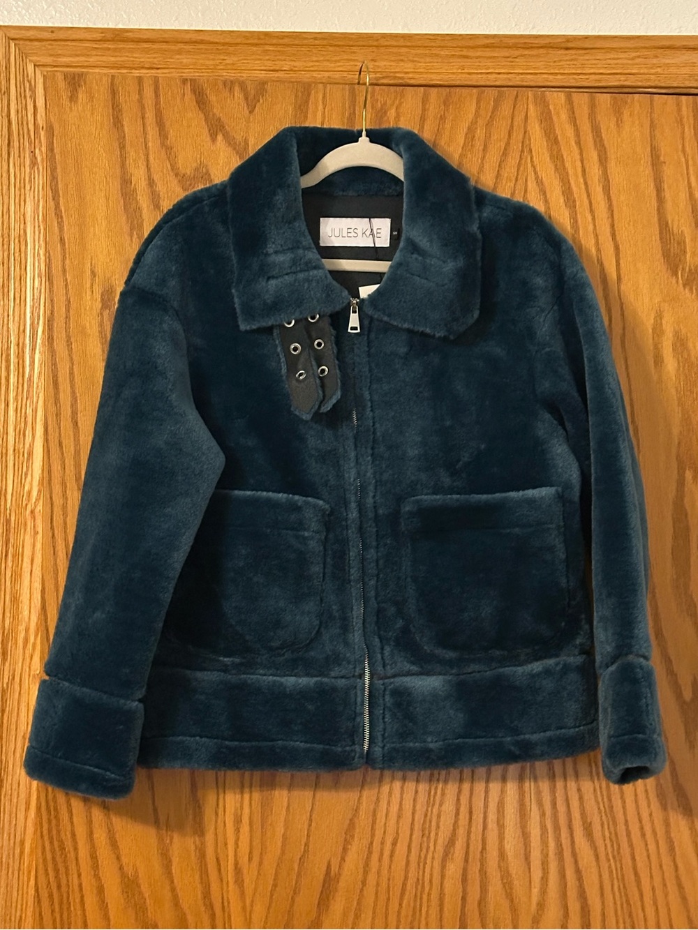 Jules Kae Blake Jacket - Teal Faux-Fur Jacket - NWT - Size S